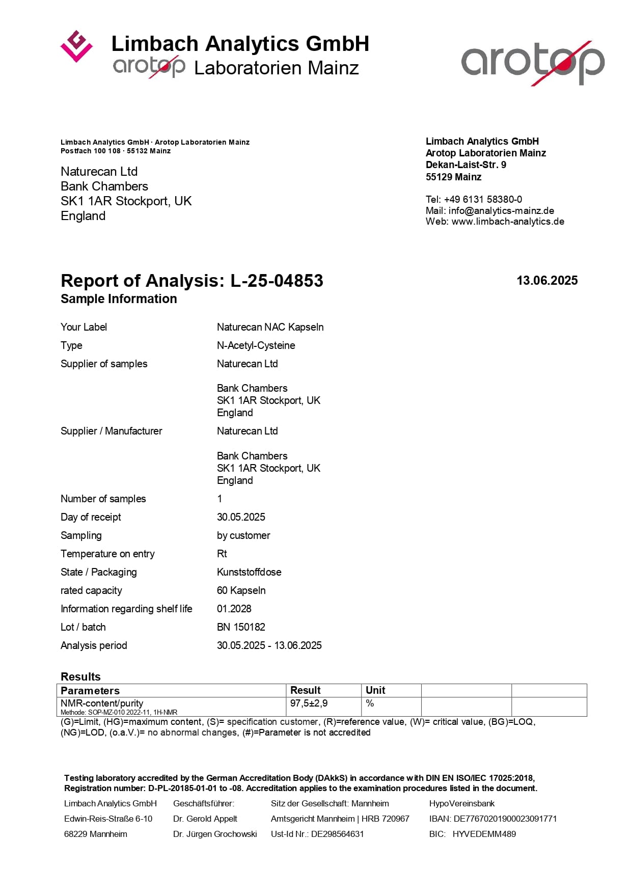 nac kapszula tesztelési bizonyítvány